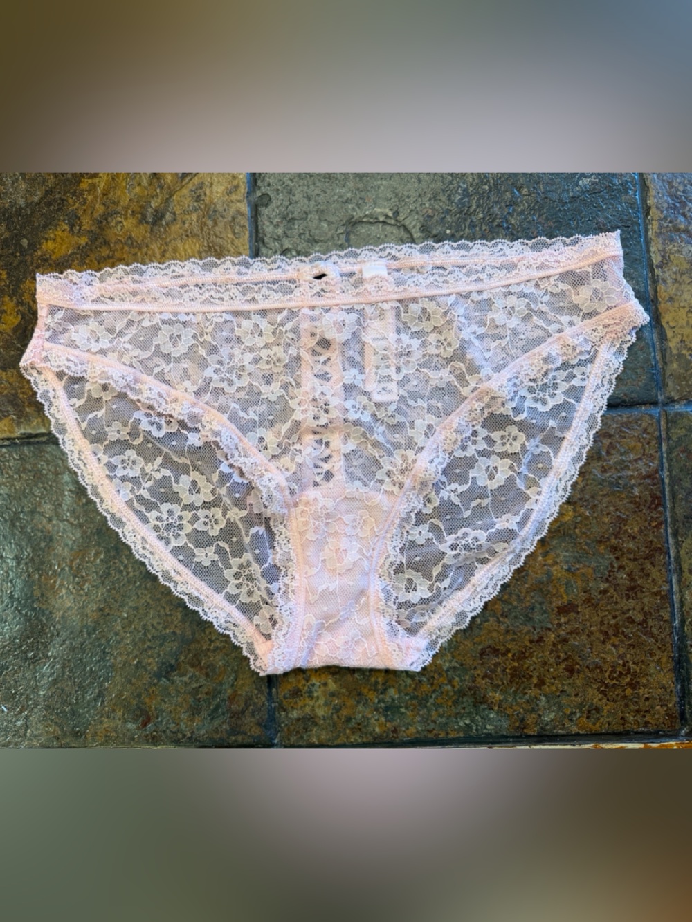 Victoria's Secret Sheer Floral Lace Bikini Panty - Pale Pink